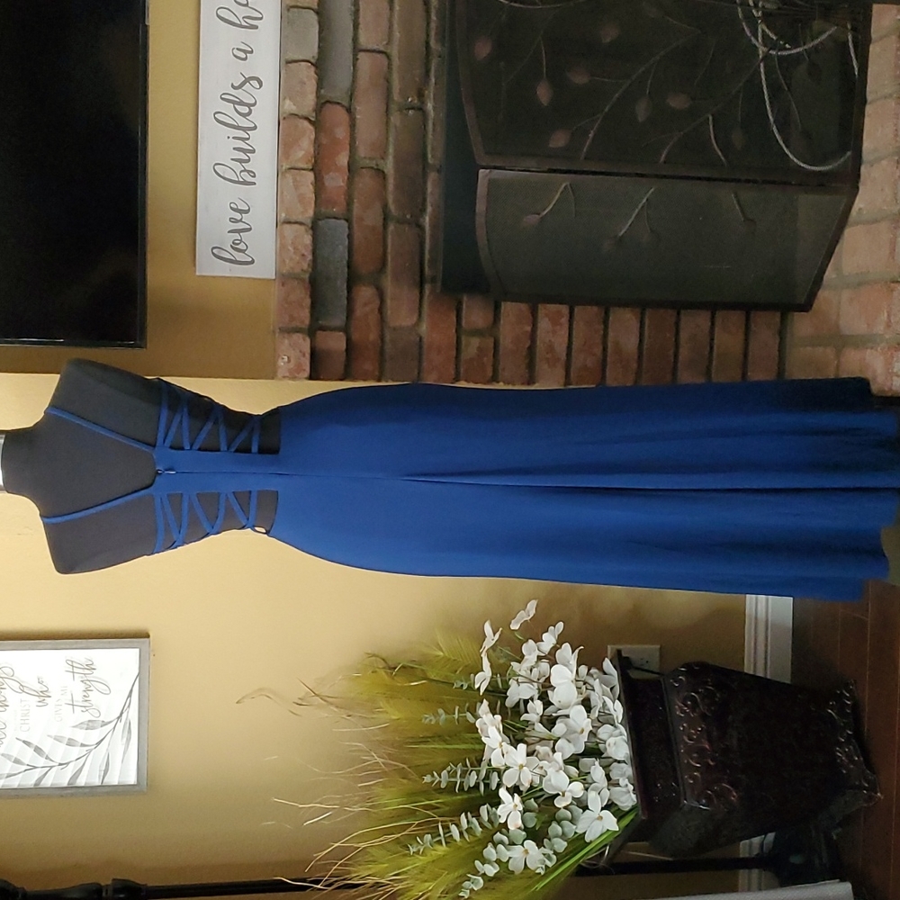 Morgan & Co. Teal Sequin Floral Lace Women's Formal Dress JUNIORS SIZE: 5/6 - Picture 7 of 16